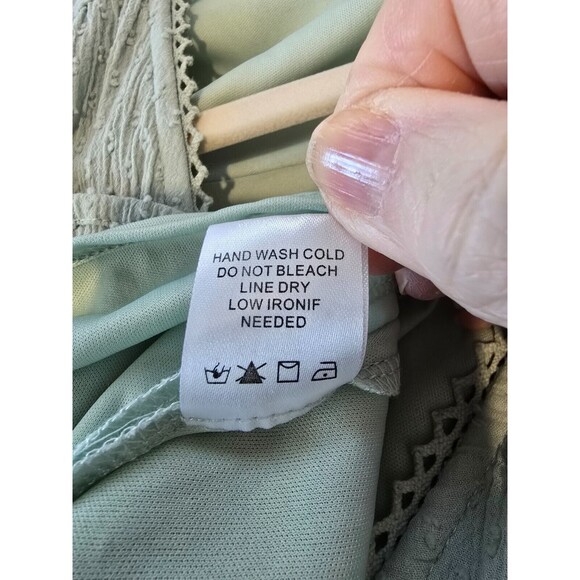 Altar'd State Dress Womens L Green Cottagecore A-Line Ruffles Peek A Boo Trim - Picture 4 of 16